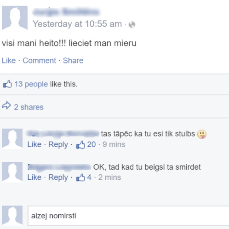 “Visi mani heito!!!”: skolēnu kibervardarbības pieredze